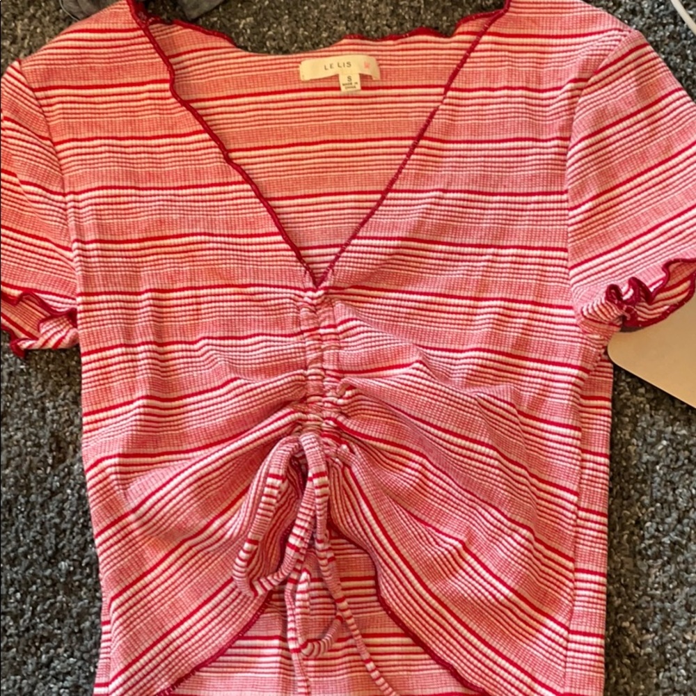 red and white striped tee shirt
